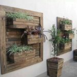 Panel of boards and boxes with flowers - stylish