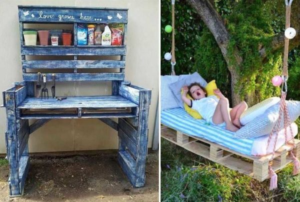 A work table and a swing from pallets - such crafts for a garden and a summer residence from the category of cheap and cheerful