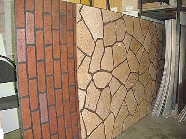 MDF sheet panels with imitation of brick and masonry