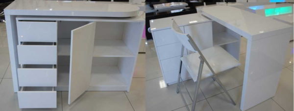With a slight movement of the hand, the cabinet turns into a desktop