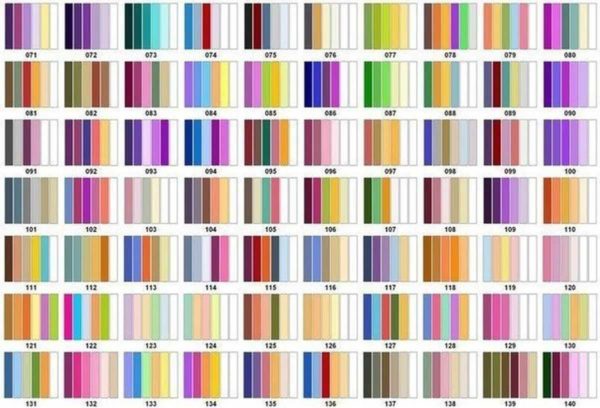 Color combination table in the interior - several options
