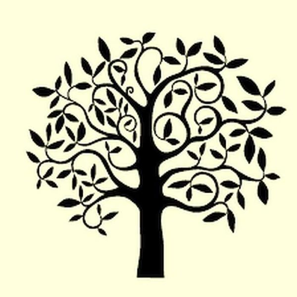 The trees on the stencils are made using different techniques. This is stylized