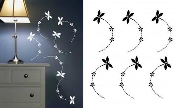 Dragonfly stencils ... and if you choose fluorescent paint, the effect will be unexpected