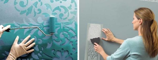 Stencil paint can be applied with a brush, roller or sponge