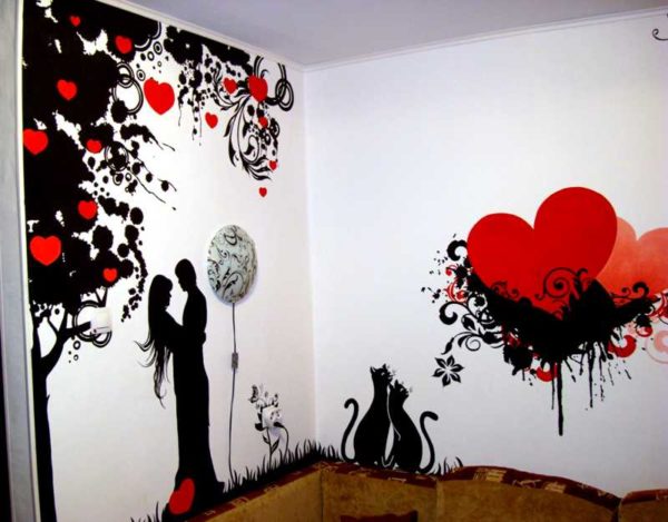 For this picture, two stencils were tedious - for black and red