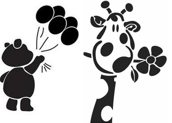 Stylized animals and cartoon characters - stencils for walls for painting in nurseries