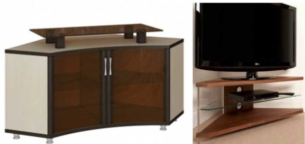 Corner TV stands can be pentagonal and triangular
