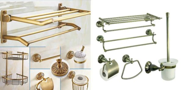 Bathroom accessories are made from different materials, but metal is considered a classic