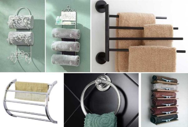 There are two types of towel holder in the bathroom: for baths and for hands
