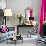 The opposite approach: in this interior there is more fuchsia, and green is just an addition