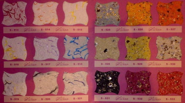 Several types of liquid wallpaper with different types of glitters