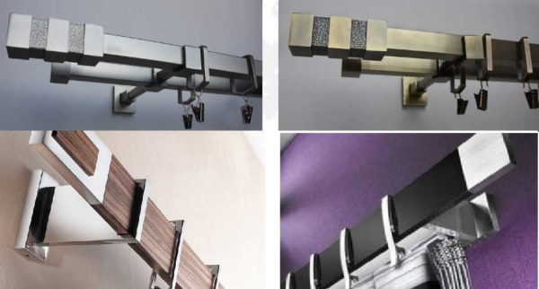 Square tubular curtain rods look stylish.