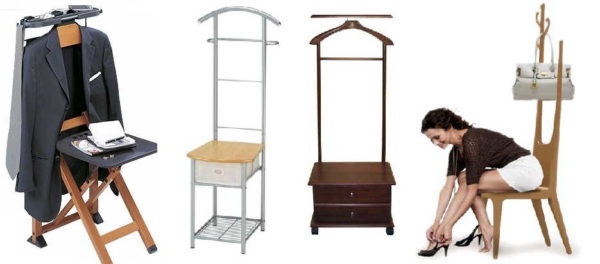 Floor hanger with chair and bedside table - for full use of the hallway space