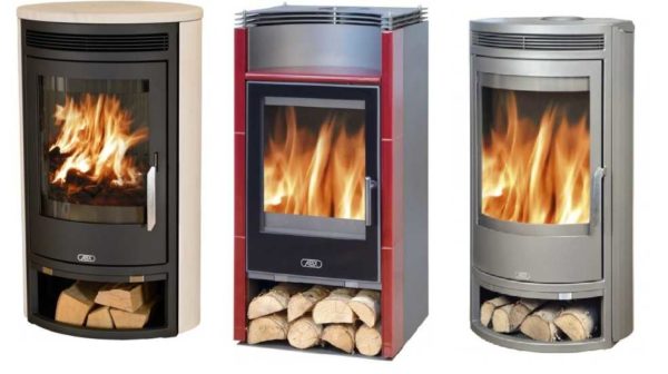 The stove is a black steel fireplace - the most affordable equipment (pictured are metal fireplaces from ABX)