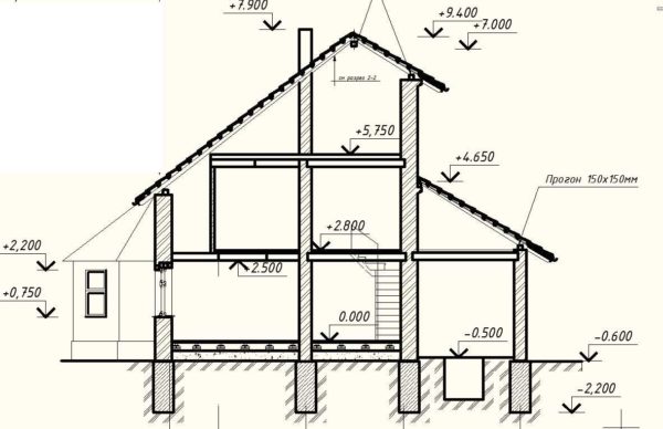 Example of one and a half floor