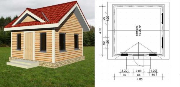 Small country house made of timber 4 * 4 - a very simple project