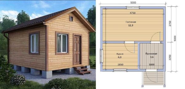 One-storey country house 5 * 5 meters: project with layout