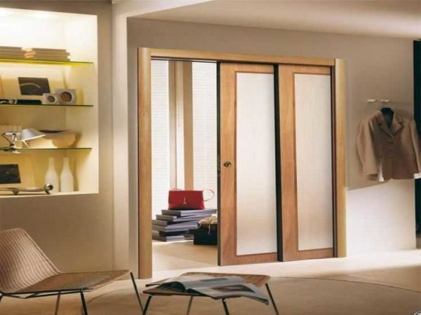 An interesting option for sliding doors: both halves go to one side