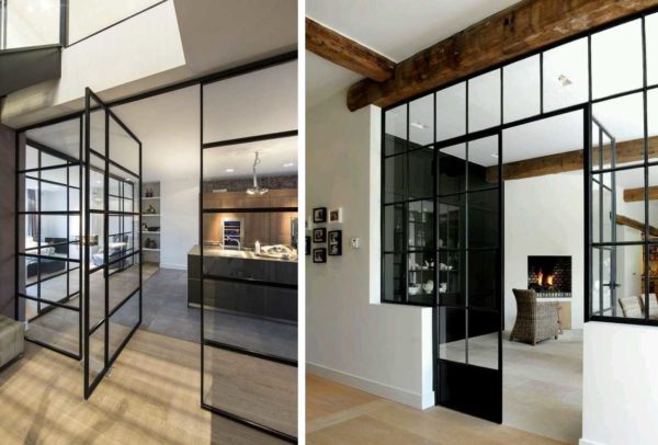 Thin black imposts - this style is suitable for the Scandinavian direction, good in a loft, modern and modern interiors