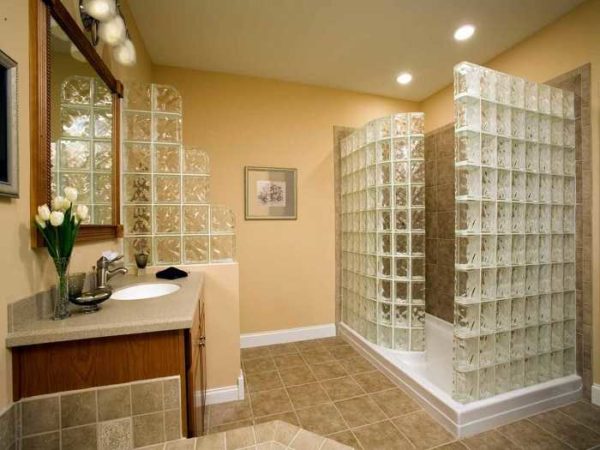 Glass blocks in the bathroom are very popular