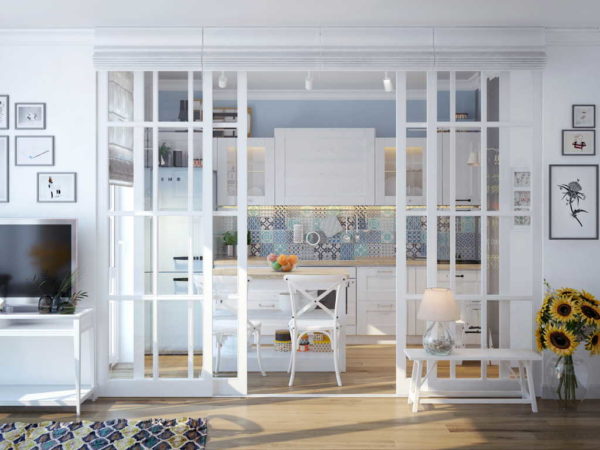 This is the look of classic French glass partitions in an apartment.