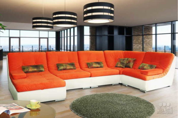 The modular corner sofa consists of three or more separate parts