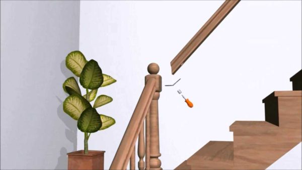 The principle of connecting a stair post and a railing at an angle