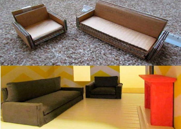 Without decoration, cardboard doll furniture does not look very good