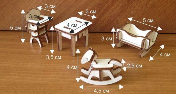 Approximate dimensions of furniture for doll children
