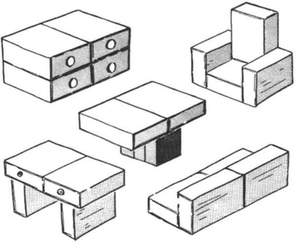 Simple homemade doll furniture made from matchboxes