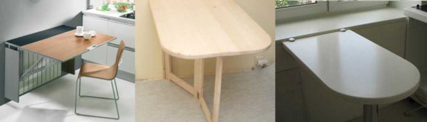 Folding table for a small kitchen - miniature options