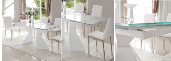 Glass sliding table for a small kitchen