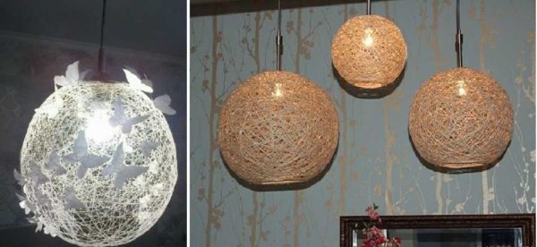 Depending on the threads, we get lampshades for pendant lamps of different style.