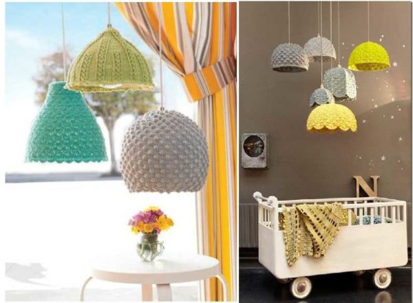 You can knit the cover on the lampshade with knitting needles or crochet
