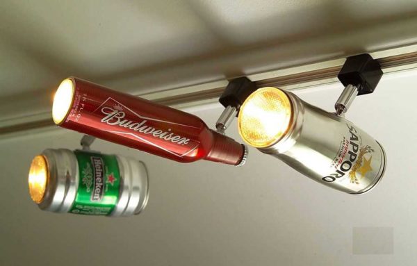 It never would have occurred to me that beer cans and bottles could be used as shades