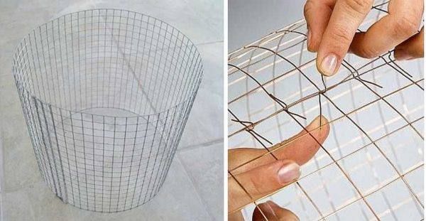 Cylindrical wire mesh lampshade frame