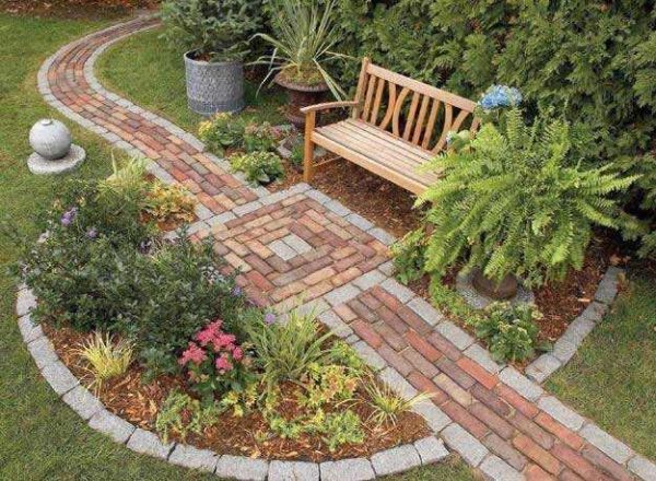 Brick path. It looks nice, but will quickly begin to deteriorate. Although, as a temporary option, it is very good