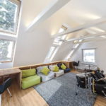 If the beams are painted in the same color, it turns out very harmoniously