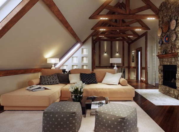 Fireplace in the attic, beams ... very cozy atmosphere