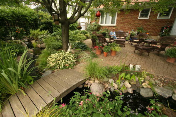 The stream is decorated in a style close to natural nature