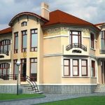 Yellow brick two-story house project, Art Nouveau style