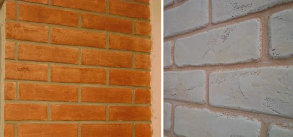 Imitation of bricks for interior decoration of premises from mortar, plaster (ordinary and decorative)
