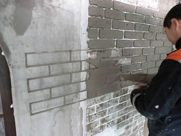 Frame for imitation of a brick wall
