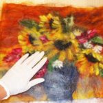 Wool sunflowers vase - paintings from unusual materials