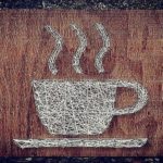 Painting from unusual materials for the kitchen: a cup of hot drink