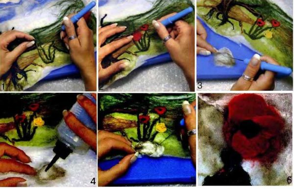 The last step is to lay out small components from wool