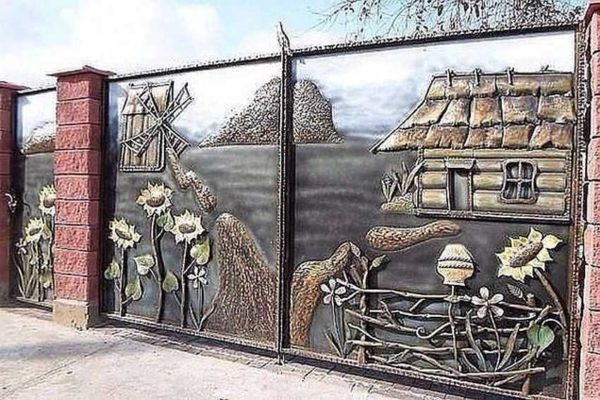 Rural sketches on metal