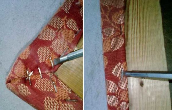 We disassemble the sofa: remove the staples