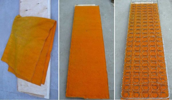 The base for the springs is an old fleece blanket