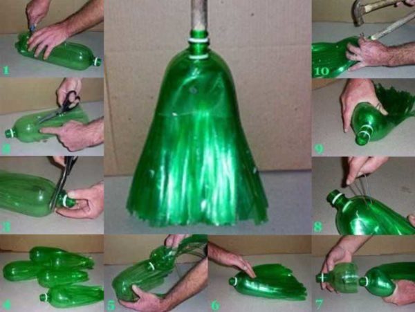 Plastic bottle broom